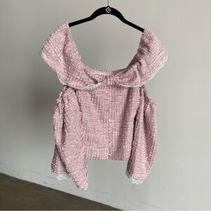 NWT Pink For Love And Lemons Pink Ruffled Sailor Collar Blouse Sz Small